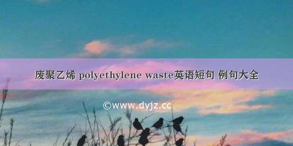 废聚乙烯 polyethylene waste英语短句 例句大全