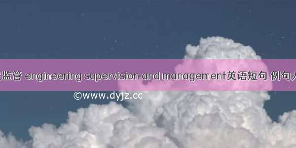 工程监管 engineering supervision and management英语短句 例句大全
