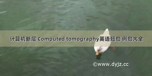 计算机断层 Computed tomography英语短句 例句大全