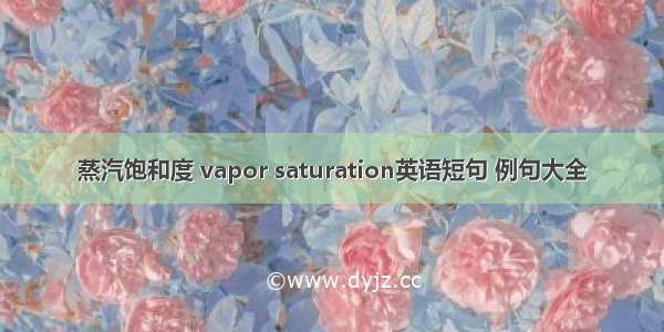 蒸汽饱和度 vapor saturation英语短句 例句大全