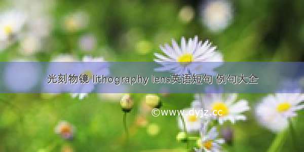 光刻物镜 lithography lens英语短句 例句大全