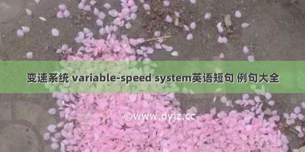 变速系统 variable-speed system英语短句 例句大全