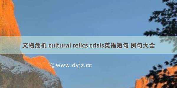 文物危机 cultural relics crisis英语短句 例句大全