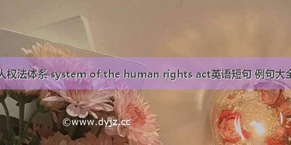 人权法体系 system of the human rights act英语短句 例句大全