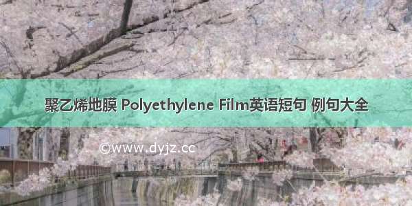 聚乙烯地膜 Polyethylene Film英语短句 例句大全
