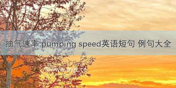 抽气速率 pumping speed英语短句 例句大全