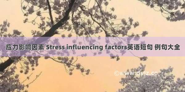 应力影响因素 Stress influencing factors英语短句 例句大全