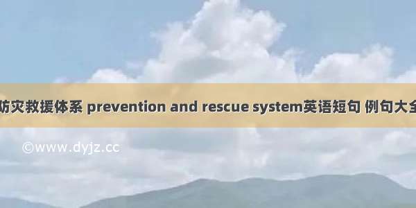 防灾救援体系 prevention and rescue system英语短句 例句大全