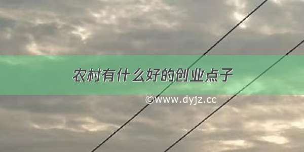 农村有什么好的创业点子