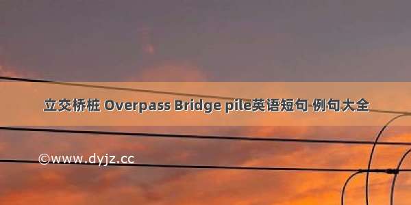 立交桥桩 Overpass Bridge pile英语短句 例句大全