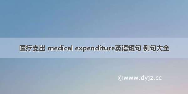 医疗支出 medical expenditure英语短句 例句大全