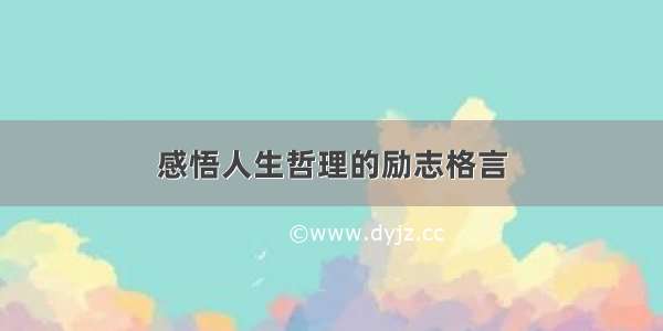 感悟人生哲理的励志格言