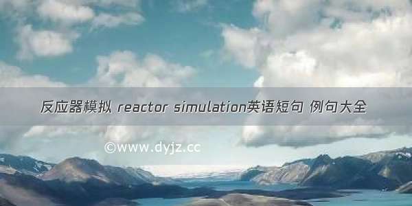 反应器模拟 reactor simulation英语短句 例句大全