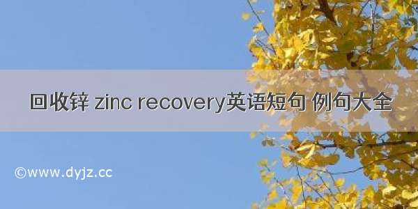 回收锌 zinc recovery英语短句 例句大全