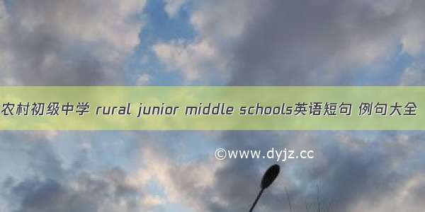 农村初级中学 rural junior middle schools英语短句 例句大全