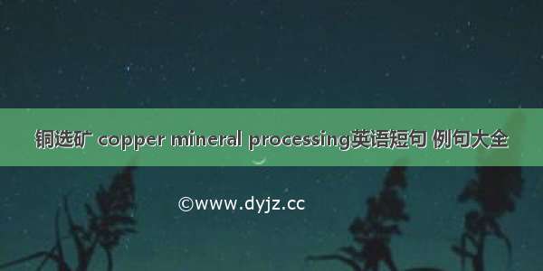 铜选矿 copper mineral processing英语短句 例句大全