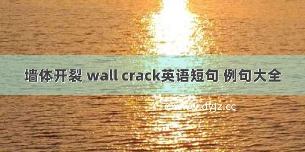 墙体开裂 wall crack英语短句 例句大全