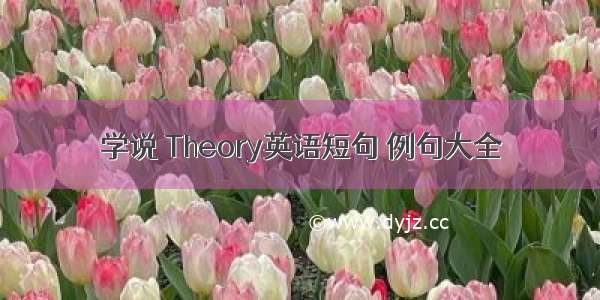 学说 Theory英语短句 例句大全