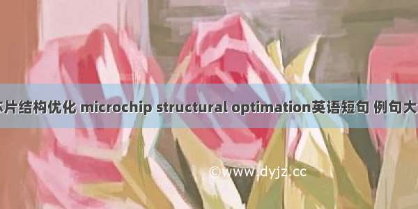 芯片结构优化 microchip structural optimation英语短句 例句大全