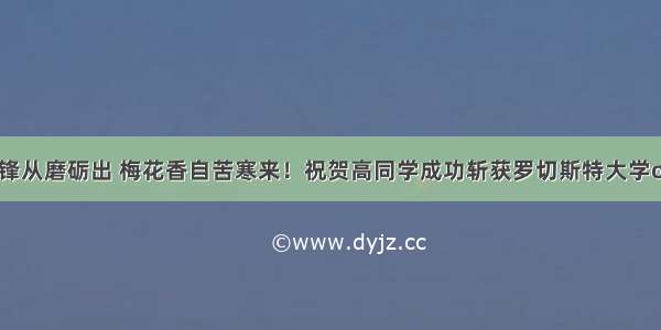 宝剑锋从磨砺出 梅花香自苦寒来！祝贺高同学成功斩获罗切斯特大学offer！