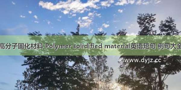 高分子固化材料 Polymer solidified material英语短句 例句大全