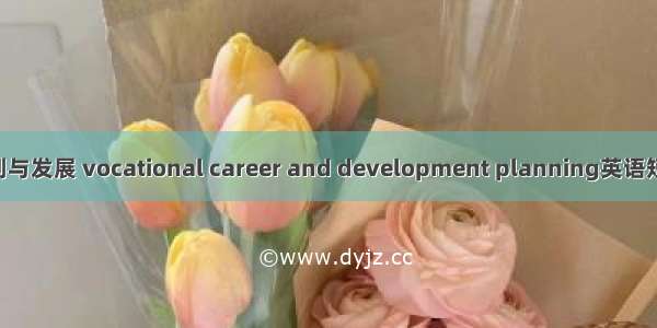 职业生涯规划与发展 vocational career and development planning英语短句 例句大全