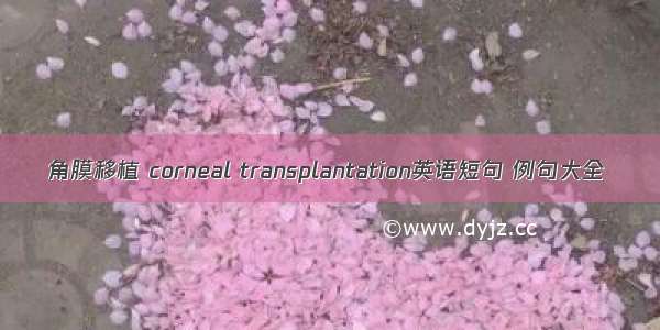 角膜移植 corneal transplantation英语短句 例句大全