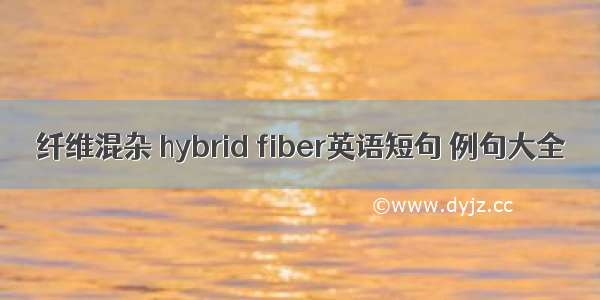 纤维混杂 hybrid fiber英语短句 例句大全