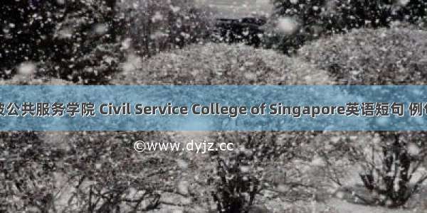 新加坡公共服务学院 Civil Service College of Singapore英语短句 例句大全