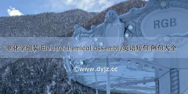 电化学组装 Electrochemical assembly英语短句 例句大全