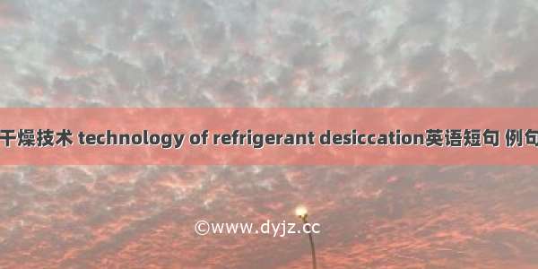 冷冻干燥技术 technology of refrigerant desiccation英语短句 例句大全