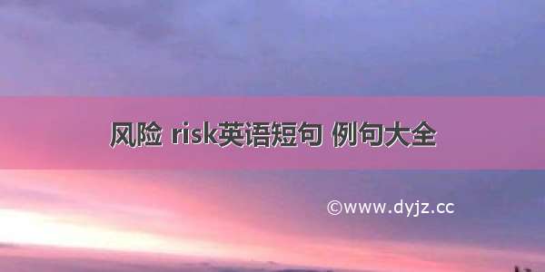 风险 risk英语短句 例句大全