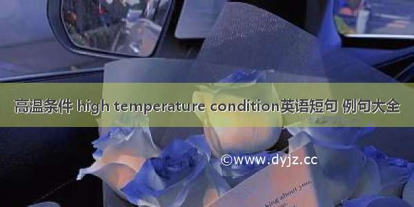 高温条件 high temperature condition英语短句 例句大全