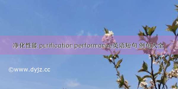 净化性能 purification performance英语短句 例句大全