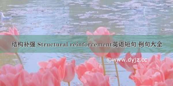 结构补强 Structural reinforcement英语短句 例句大全