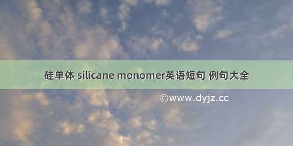 硅单体 silicane monomer英语短句 例句大全