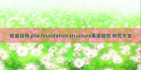 桩基结构 pile foundation structure英语短句 例句大全