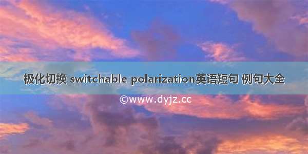 极化切换 switchable polarization英语短句 例句大全