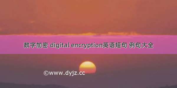 数字加密 digital encryption英语短句 例句大全