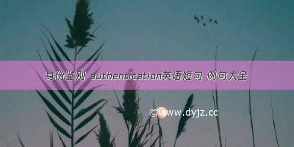 身份鉴别 authentication英语短句 例句大全