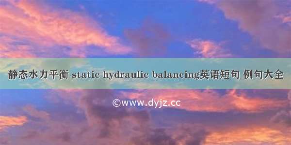 静态水力平衡 static hydraulic balancing英语短句 例句大全