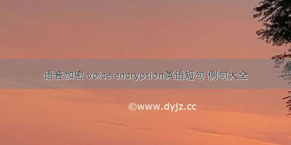 语音加密 voice encryption英语短句 例句大全