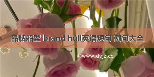 品牌船型 brand hull英语短句 例句大全