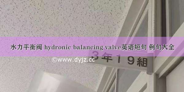 水力平衡阀 hydronic balancing valve英语短句 例句大全