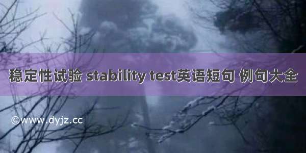 稳定性试验 stability test英语短句 例句大全