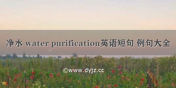 净水 water purification英语短句 例句大全