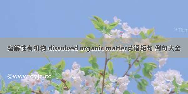 溶解性有机物 dissolved organic matter英语短句 例句大全