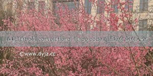 卷积Turbo码 convolutional Turbo code英语短句 例句大全