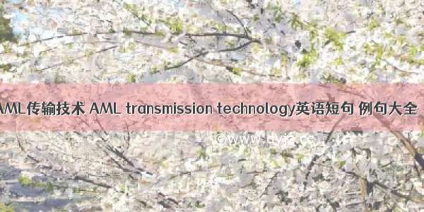 AML传输技术 AML transmission technology英语短句 例句大全