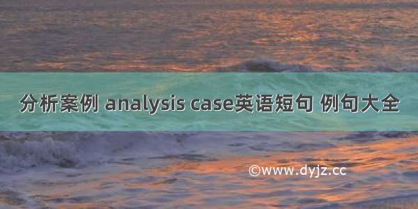 分析案例 analysis case英语短句 例句大全